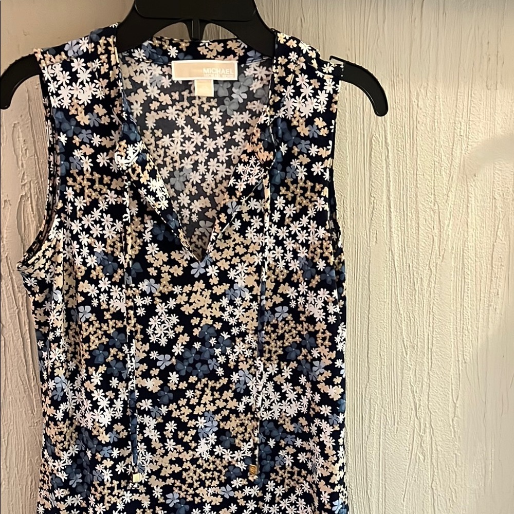 Michael Kors Blue and White Sleeveless Dress